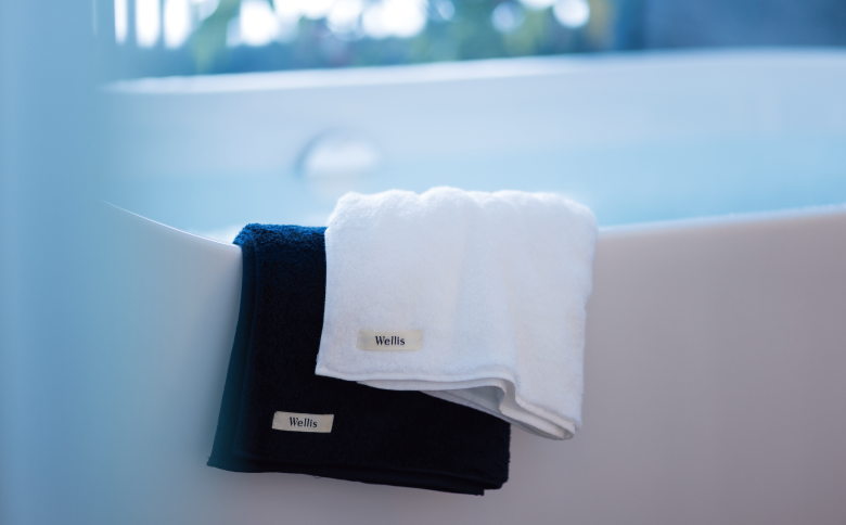 Wellis【極上の肌心地】バスタオル2枚　ギフトセット　ネイビー（009_5040_03）