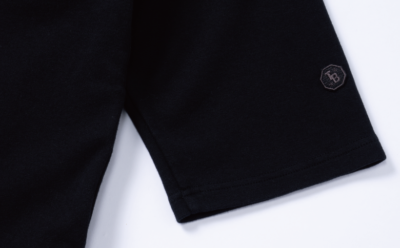 橘織物　CROPPED-SLEEVE T-SHIRT Black （009_5228）