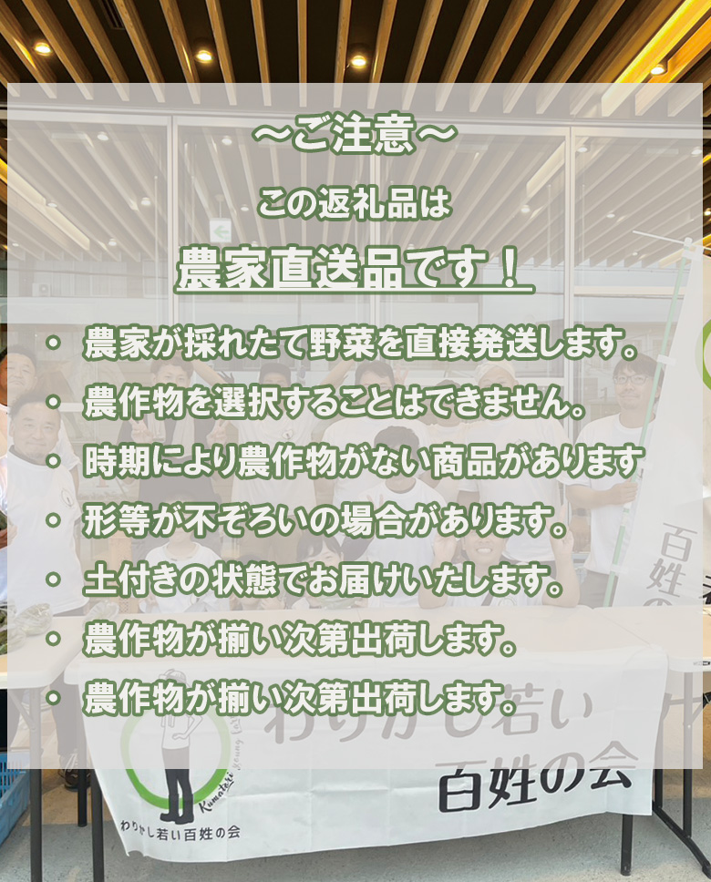 「わりかし若い百姓の会」が育てた熊取冬野菜（７品目以上）詰め合わせセット（033_5005）