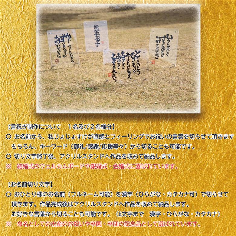 お名前切り文字作品（お名前１名様分・アクリルフレ－ム付）（049_5001）