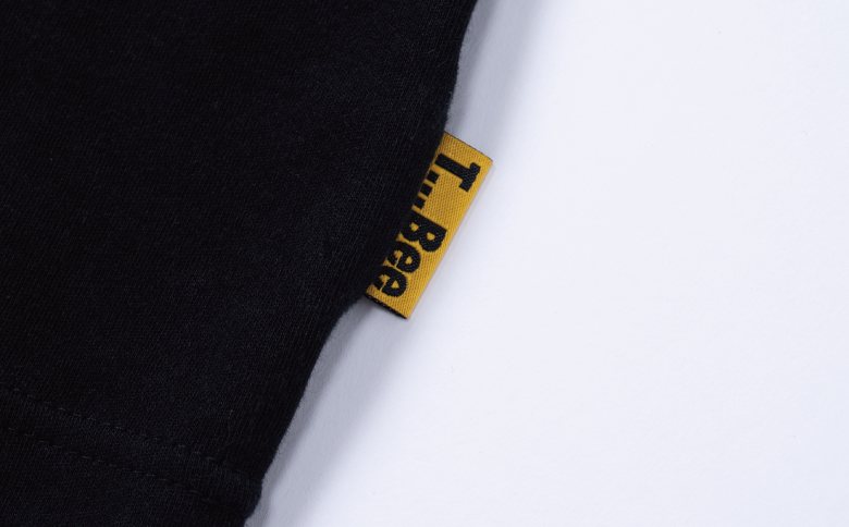 橘織物　CROPPED-SLEEVE T-SHIRT Black （009_5228）