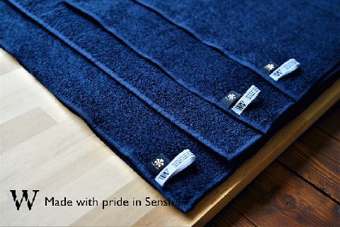 【綿100％吸水性抜群】ロングフェイスタオル5枚　ネイビー　W initial （009_5069_03）