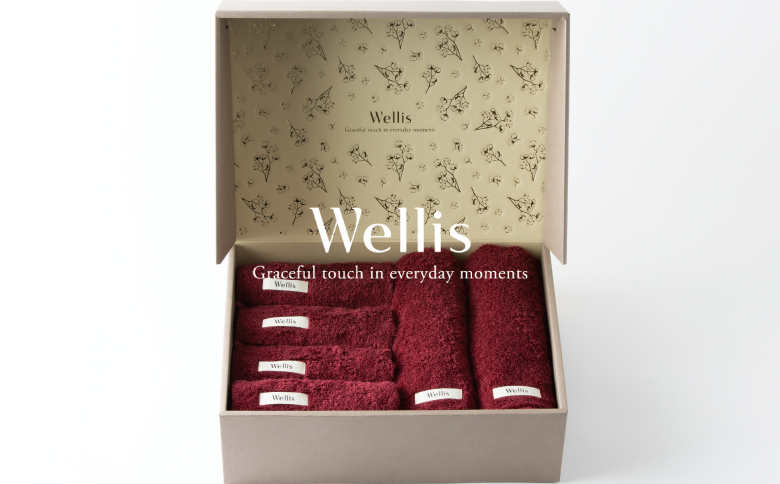 Wellis【極上の肌心地】ウォッシュタオル4枚・フェイスタオル2枚　ギフトセット　ボルドー（009_5037_04）