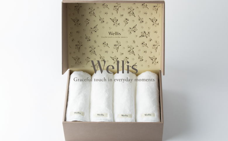 Wellis【極上の肌心地】フェイスタオル4枚　ギフトセット　ナチュラルホワイト（009_5038_01）