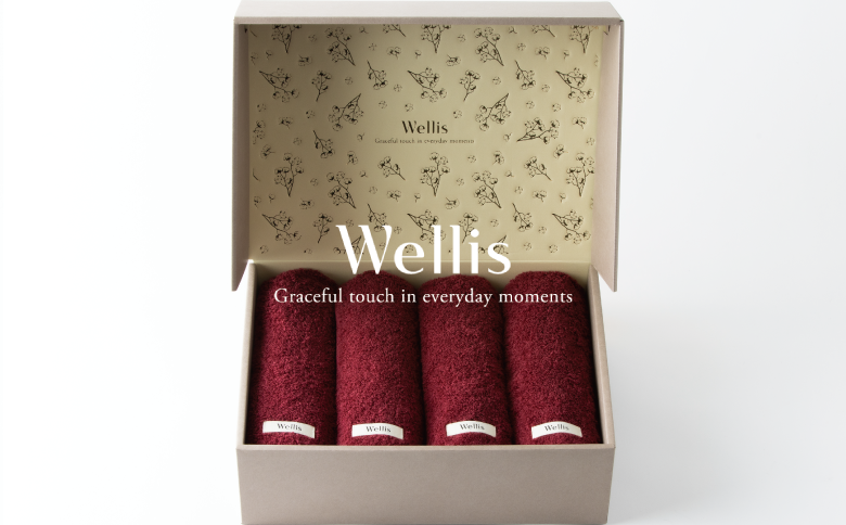 Wellis【極上の肌心地】フェイスタオル4枚　ギフトセット　ボルドー（009_5038_04）