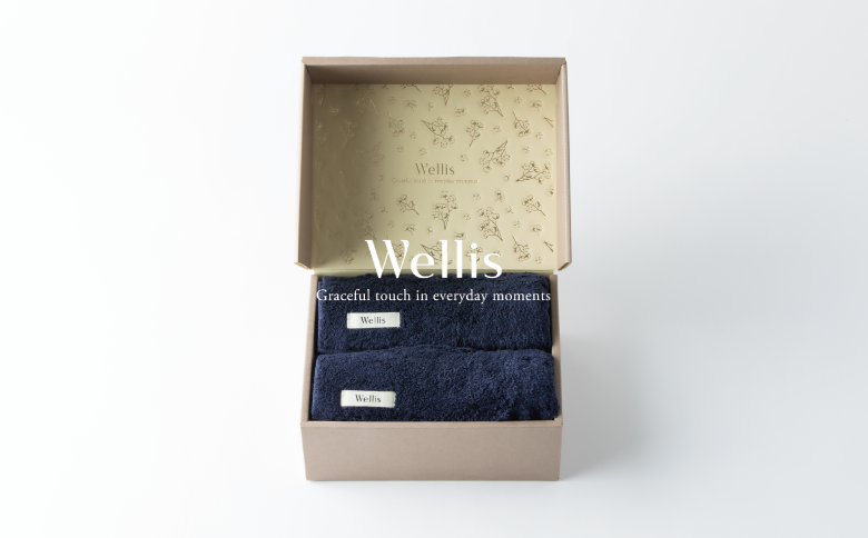 Wellis【極上の肌心地】フェイスタオル2枚　ギフトセット　ネイビー（009_5042_03）