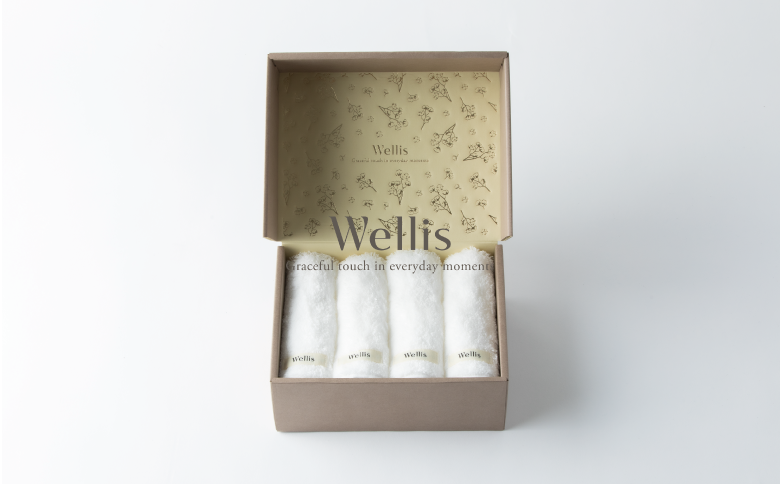 Wellis【極上の肌心地】ウォッシュタオル4枚　ギフトセット（009_5043）