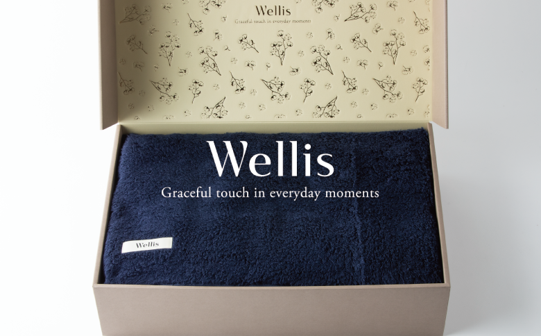 Wellis【極上の肌心地】タオルケット1枚　ギフトセット　ネイビー（009_5044_03）