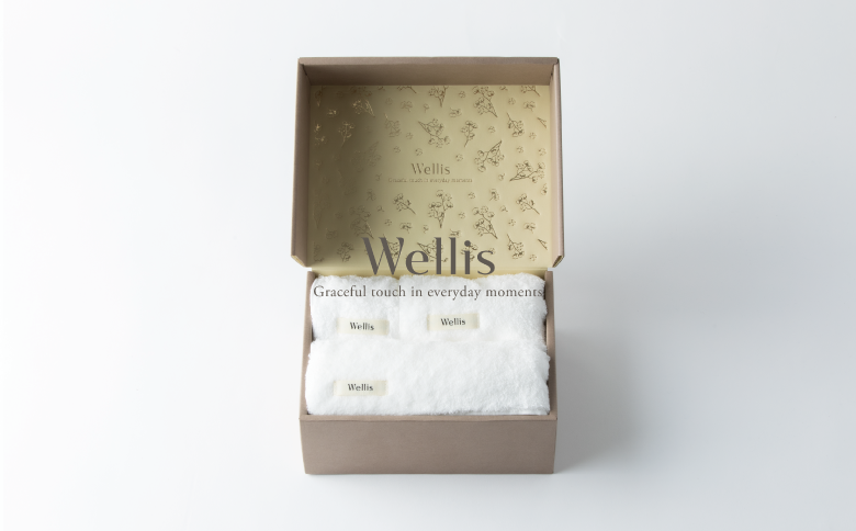 【ＡＮＡ限定】Wellis【極上の肌心地】タオルハンカチ1枚・ウォッシュタオル1枚・フェイスタオル1枚　ギフトセット（009_5088）
