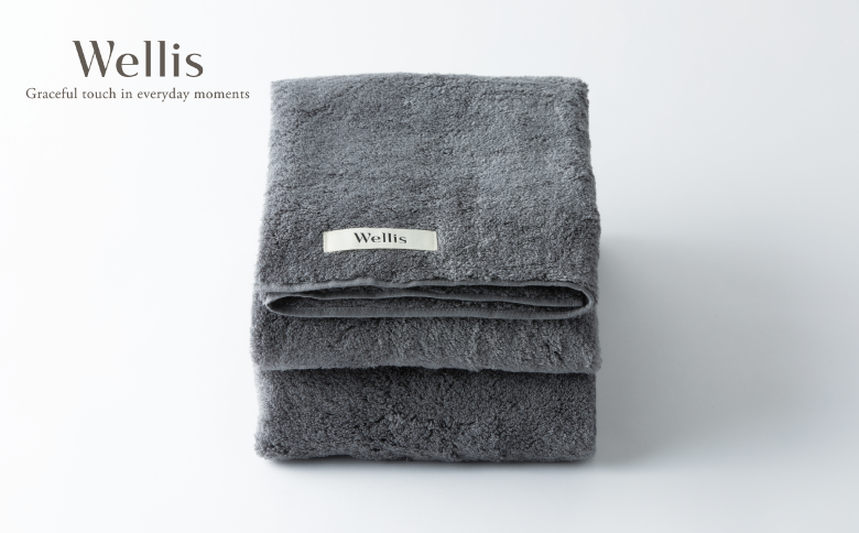 【ＡＮＡ限定】Wellis【極上の肌心地】バスタオル2枚 グレー（009_5105）
