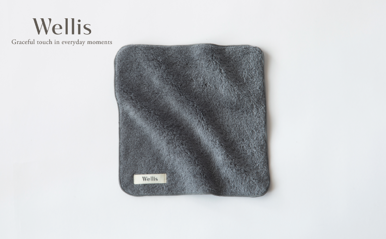 Wellis【極上の肌心地】タオルハンカチ2枚 グレー（009_5129）
