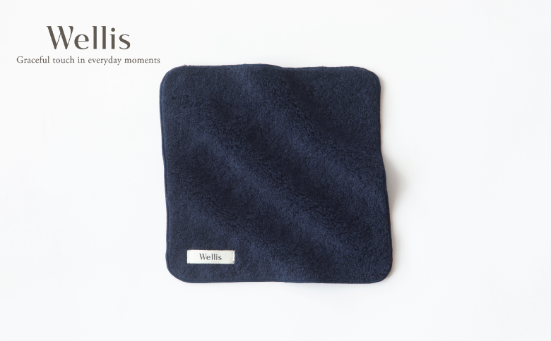 Wellis【極上の肌心地】タオルハンカチ2枚 ネイビー（009_5130）