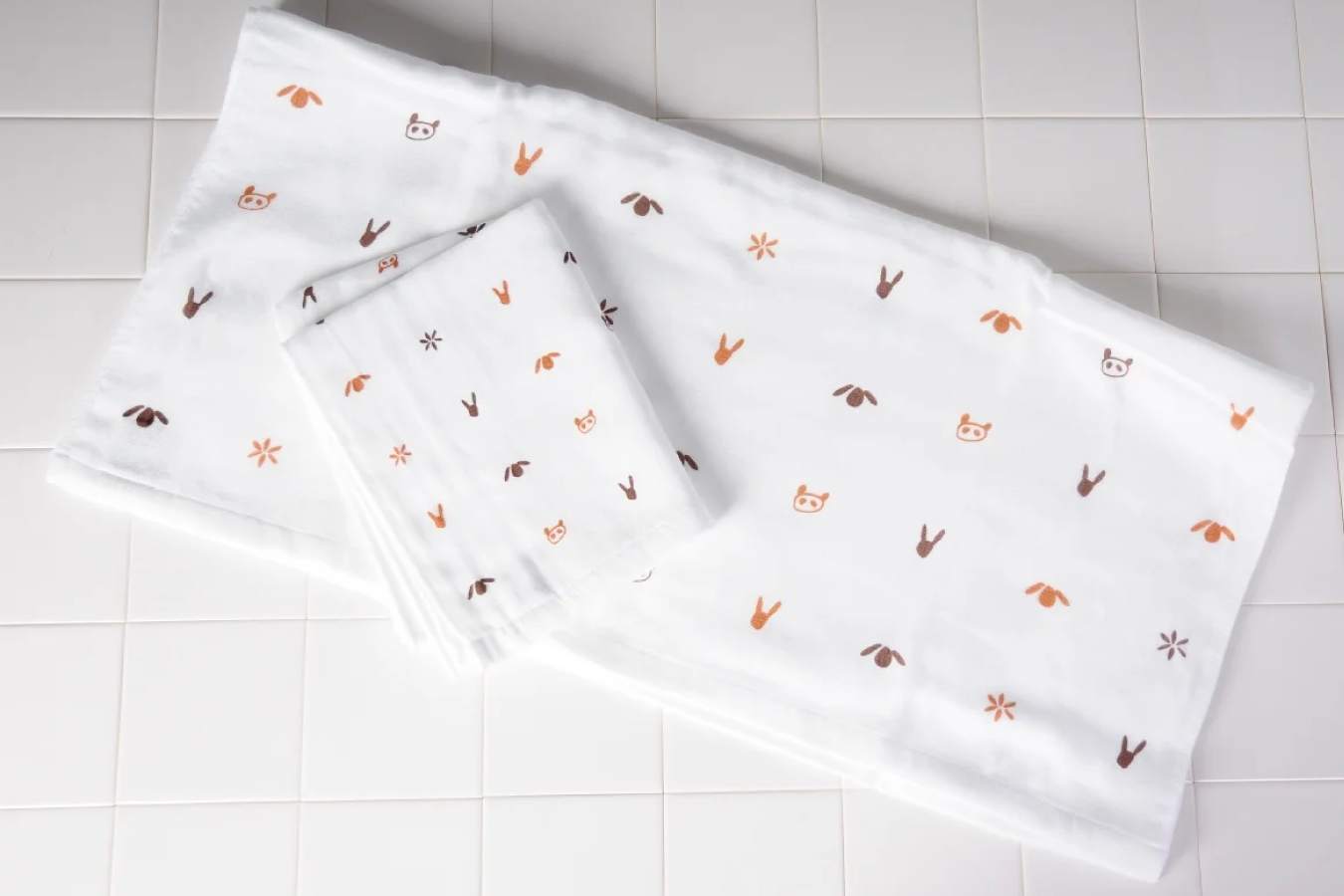 松藤テリー　MatsuFujiガーゼ　リボーン・ザ・プリント（動物）フェイスタオル1枚（009_5190）