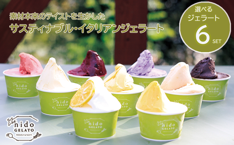 サスティナブル・イタリアンジェラ－ト　選べる６個セット【Humming Fields】（025_5006）