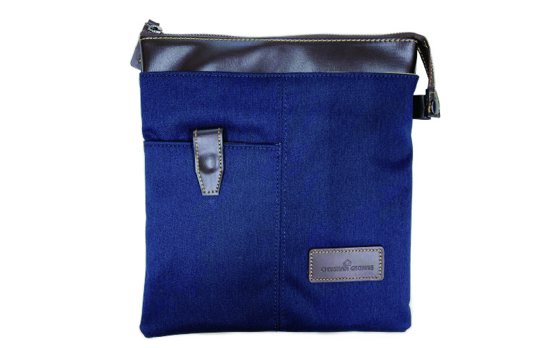 豊岡製 薄マチショルダーバッグ B5判サイズ（ネイビー）