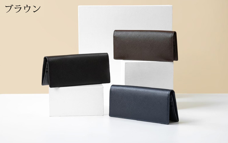 サフィアーノ　二つ折り長財布・名刺入れセット ブラウン