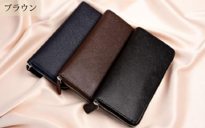 サフィアーノ　ラウンド長財布・パスケースセット　ブラウン