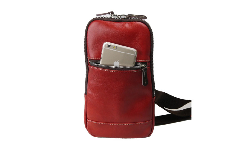 豊岡製牛革ボディバッグ　レッド