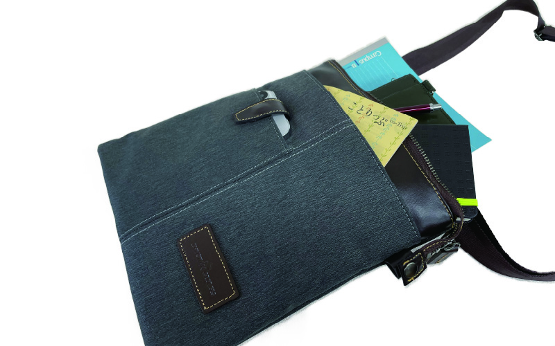 豊岡製 薄マチショルダーバッグ B5判サイズ（ネイビー）