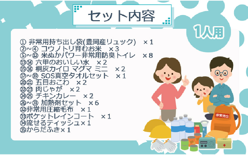 1人用  35点防災グッズ 豊岡産【レッド】