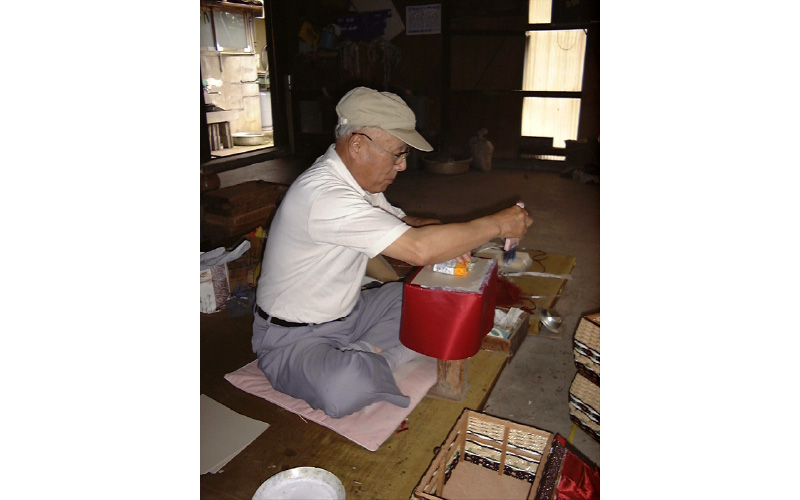 兵庫県産ソーイングバスケット（お裁縫箱）胴持ち手式（R柄）