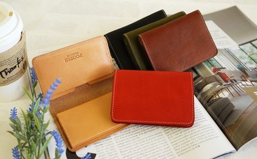 【ライトブラウン】FOOTANブランド 本革名刺入れ