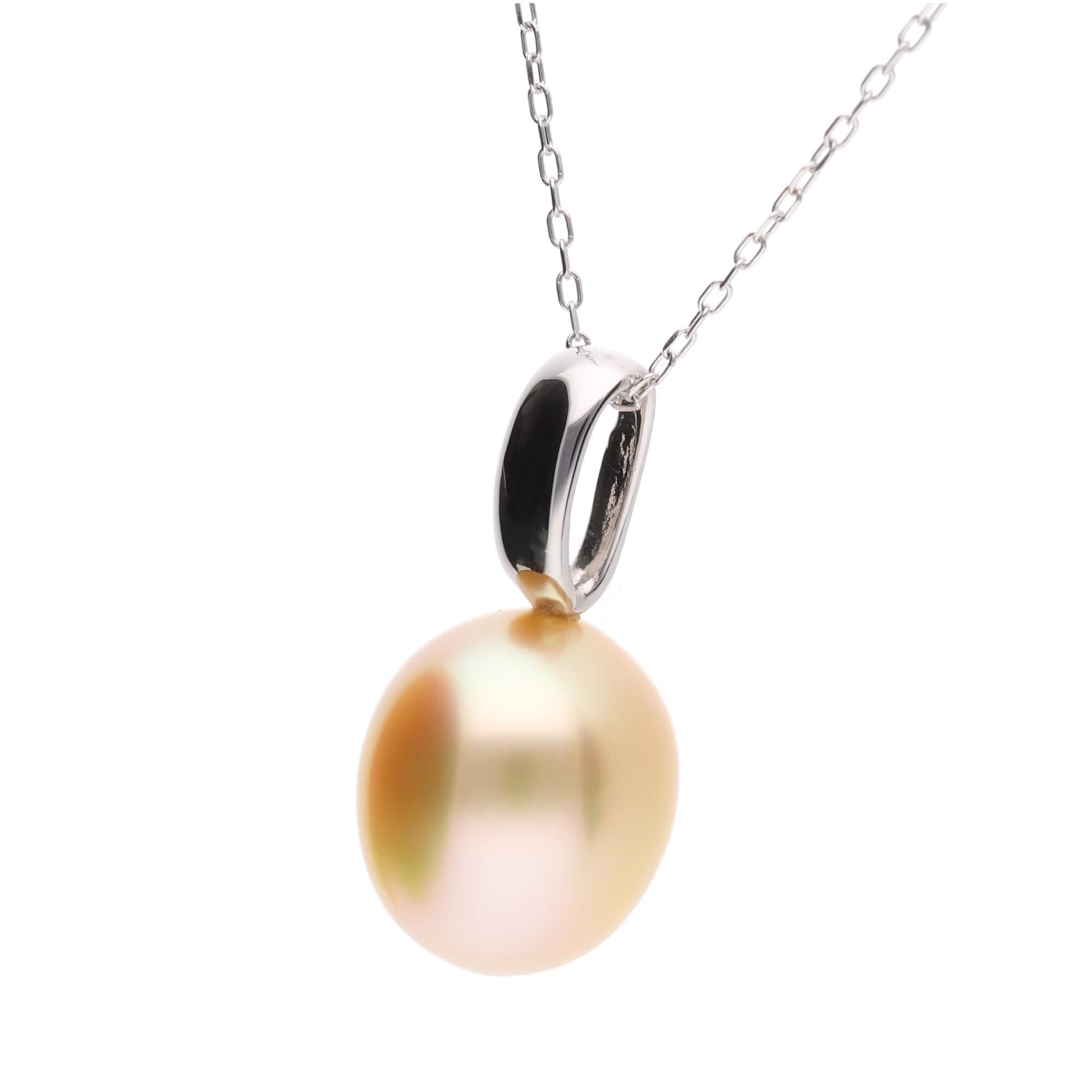 【響】ゴールデンパール（南洋 白蝶真珠） 10mm セミラウンド Pt900 プラチナ ペンダントトップ