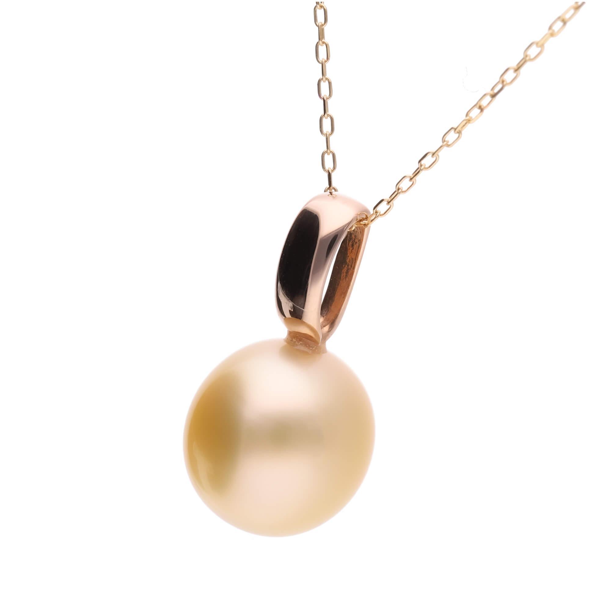 【響】ゴールデンパール（南洋 白蝶真珠） 10mm セミラウンド K18 ピンクゴールド ペンダントトップ