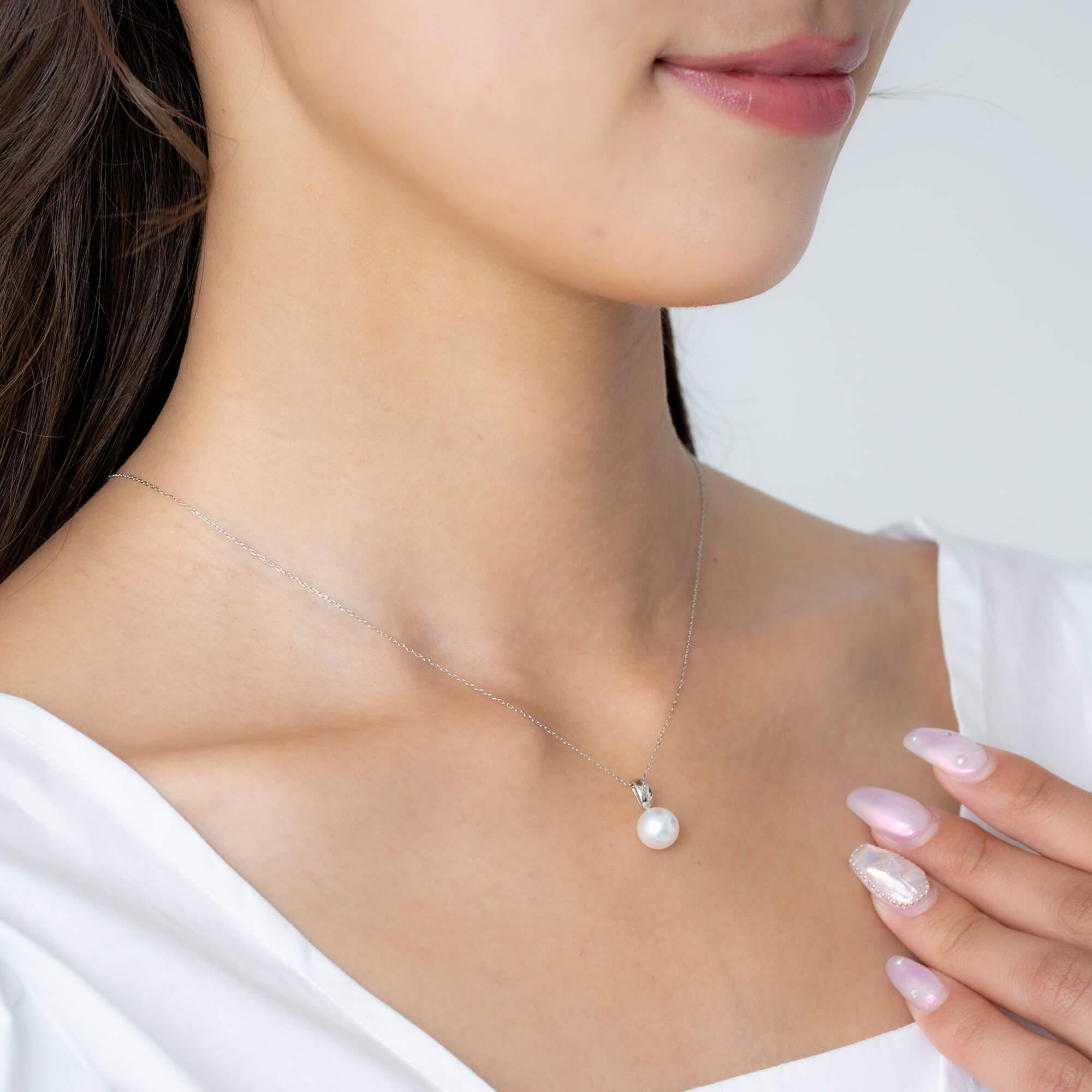 【響】無調色 アコヤ真珠（日本） 8.0mm ラウンド Pt900 プラチナ ペンダントトップ