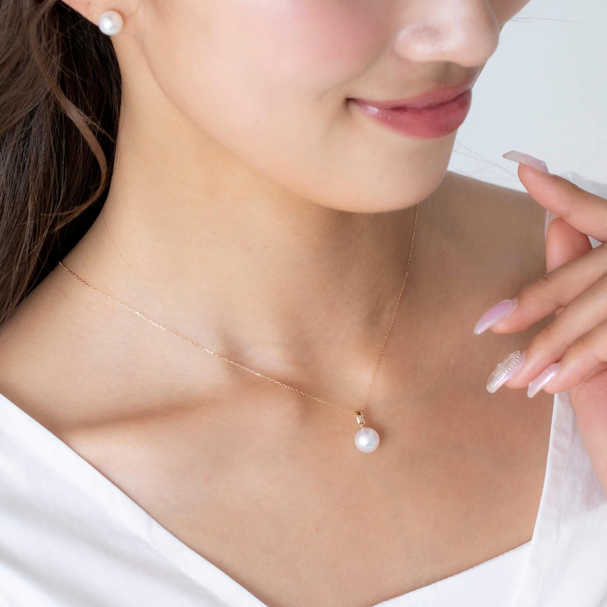 【響】無調色 アコヤ真珠（日本） 8.0mm ラウンド K18 ピンクゴールド ペンダントトップ