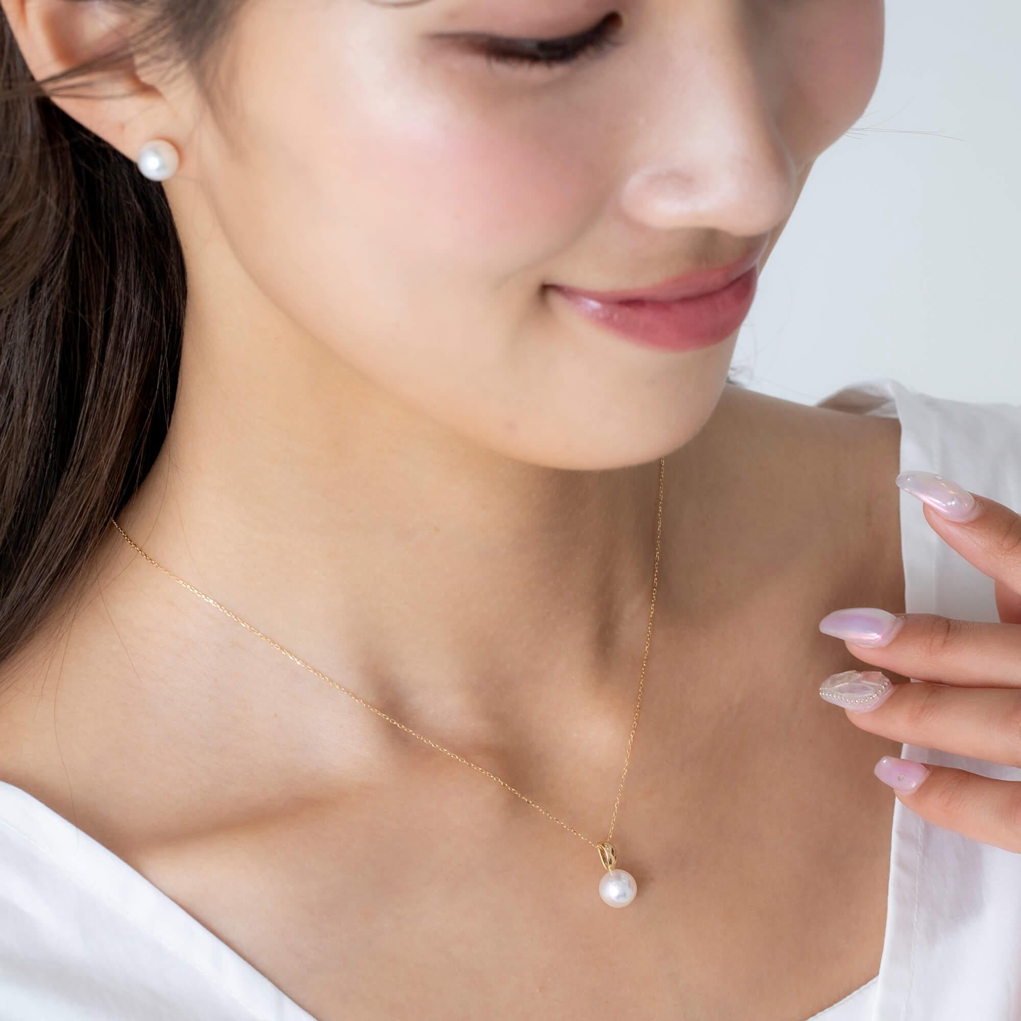 【響】アコヤパール イエローゴールド ペンダントトップ｜無調色 アコヤ真珠 8.0mm K18YG