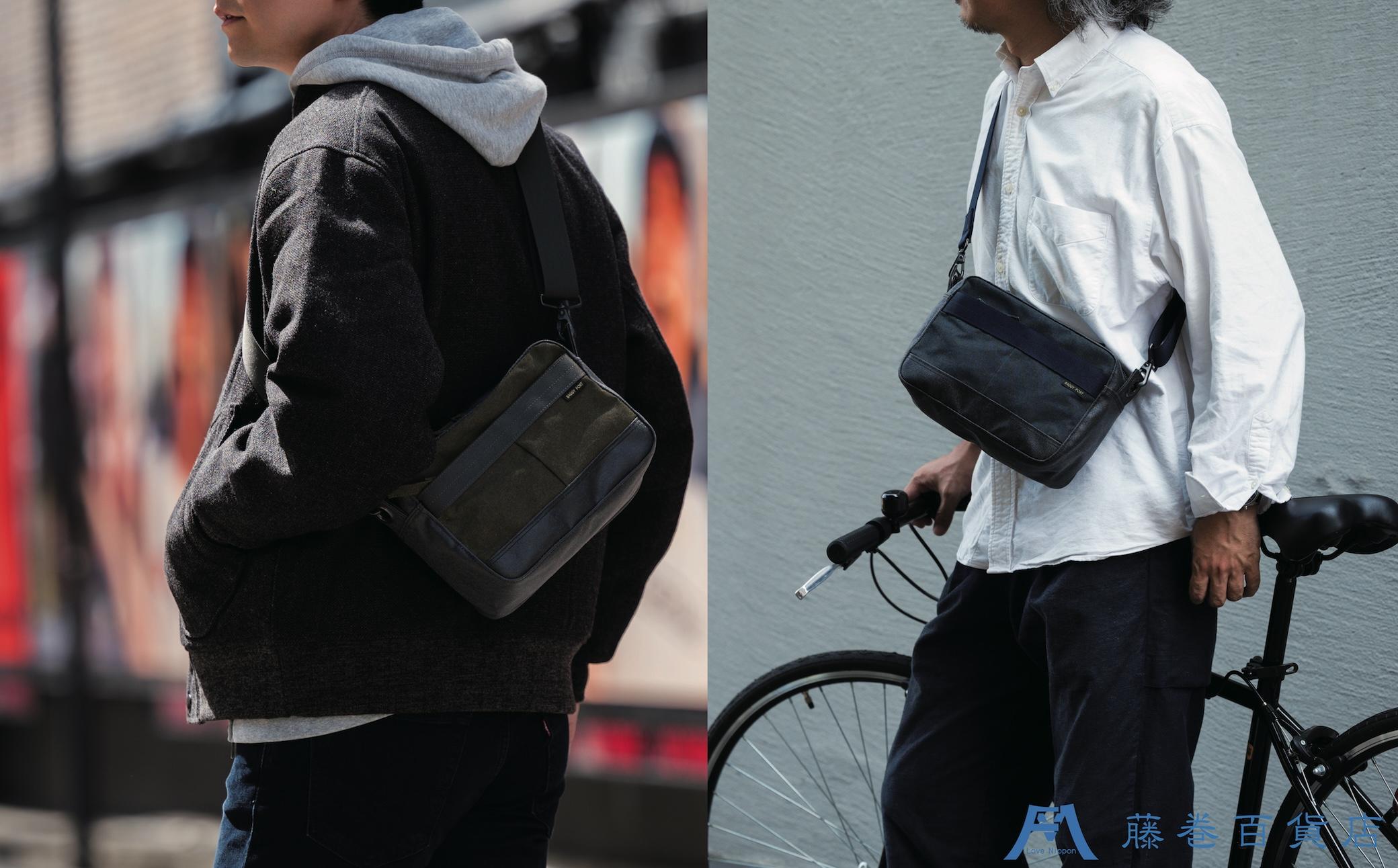 【BAGGY PORT】藤巻百貨店別注10ozシェルターダック×幌帆布のショルダーバッグ【カラー：ネイビー】