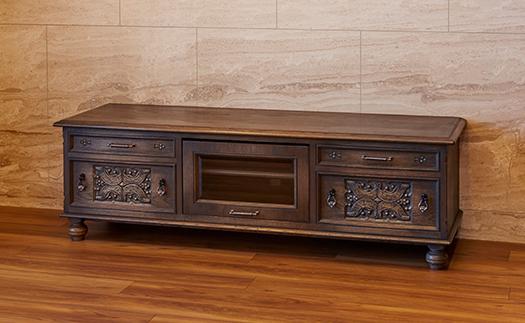 リボン彫刻入りテレビボード