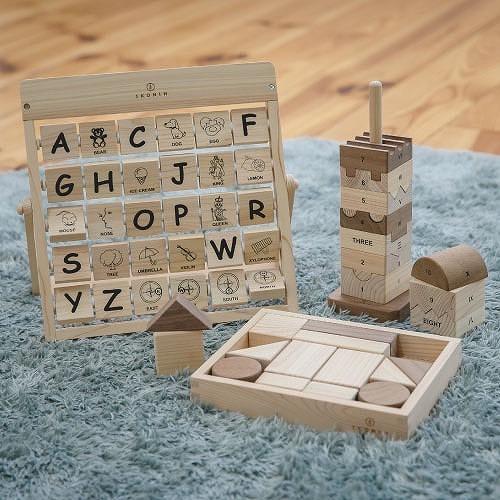 桧のおもちゃ　アイコニー　知育セット（アルファベット・積み木・ナンバータワー） IKONIH　Educational Set