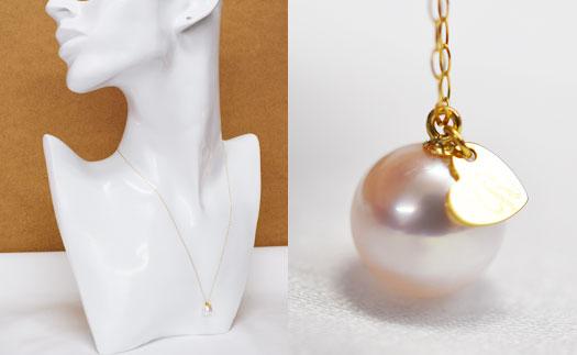 K18オリジナルチャーム付き/あこや8mmペンダント　　