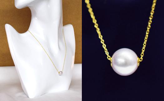 金製（K18）あこや９ｍｍスルーネックレス　　