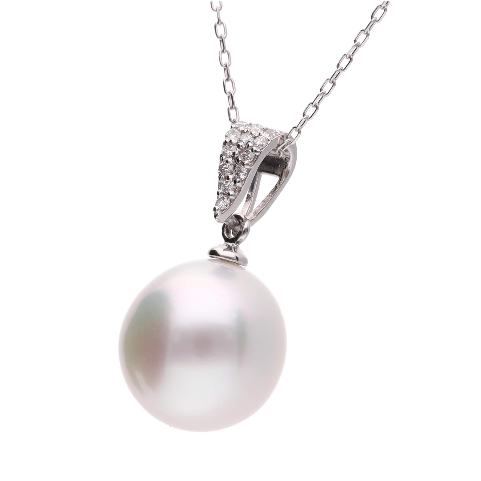 【星涼し】シロチョウパール ダイヤモンド プラチナ ペンダントトップ｜無調色 白蝶真珠 南洋真珠 10mm PT900