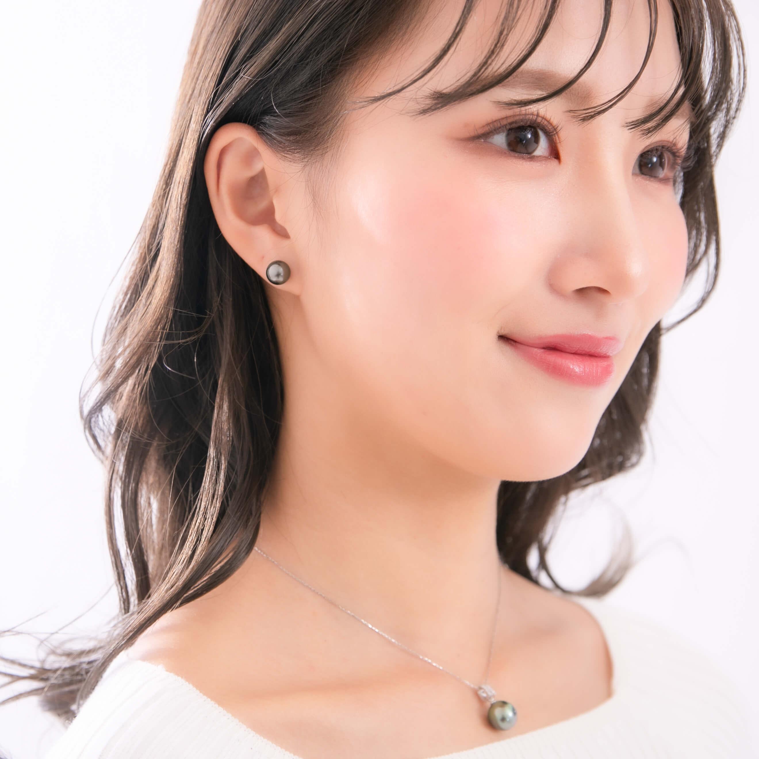 【星月夜】ブラックパール ダイヤモンド プラチナ ペンダントトップ｜無調色 黒蝶真珠 タヒチパール 10mm PT900