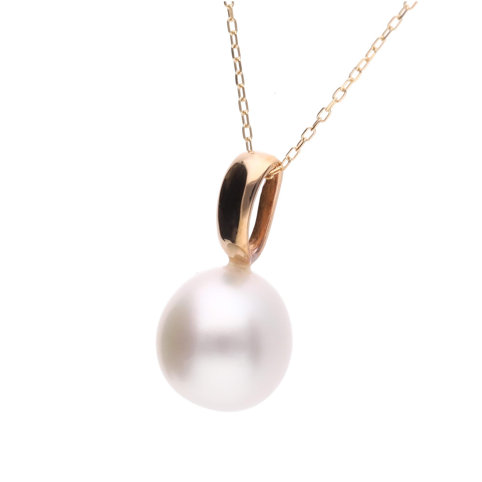 【響】シロチョウパール（南洋 白蝶真珠） 10mm ショートオーバル K18 ピンクゴールド ペンダントトップ