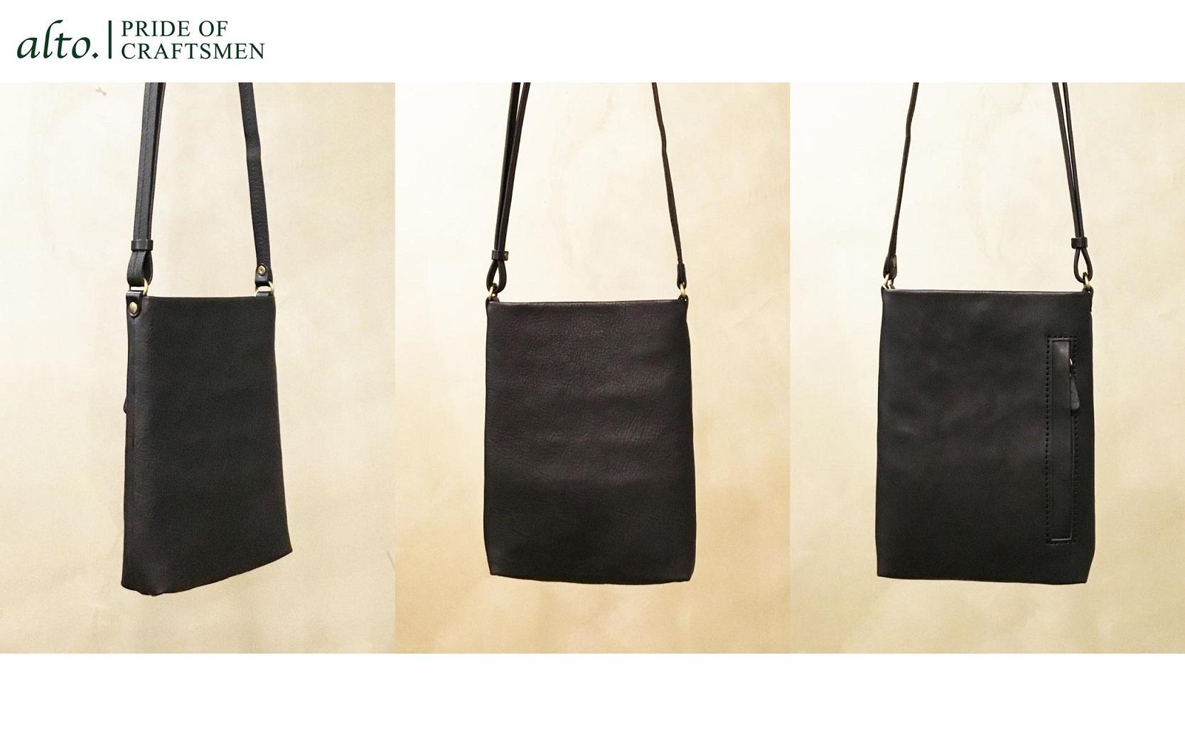 【alto.】Hシボプレス　縦型ミニショルダー　AKEB-3008（ブラック）