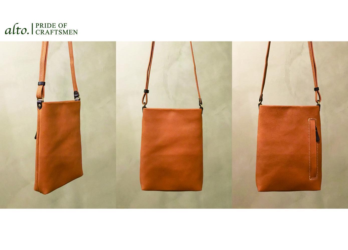 【alto.】Hシボプレス　縦型ミニショルダー　AKEB-3008（キャメル）