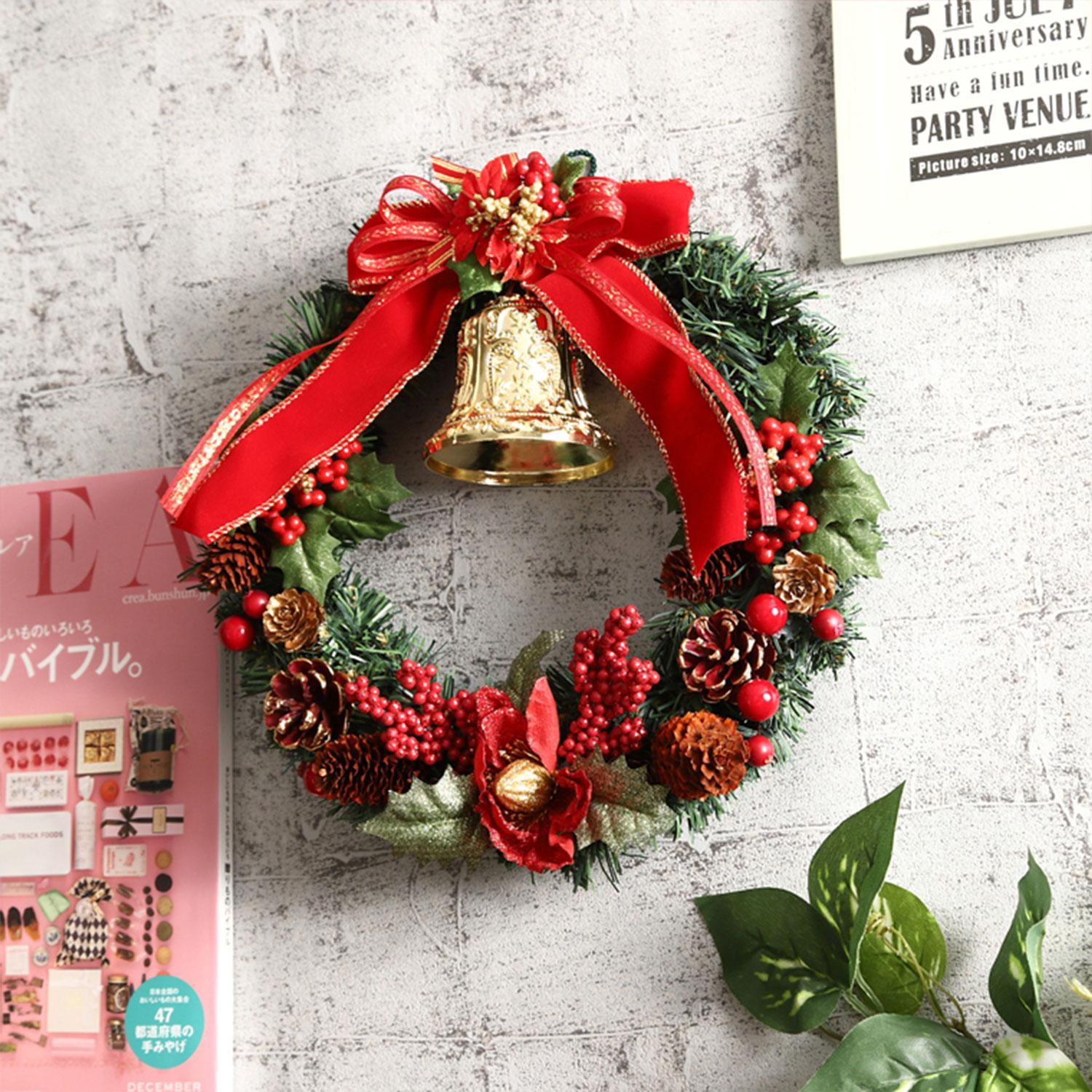 クリスマスリース 25cm レッド