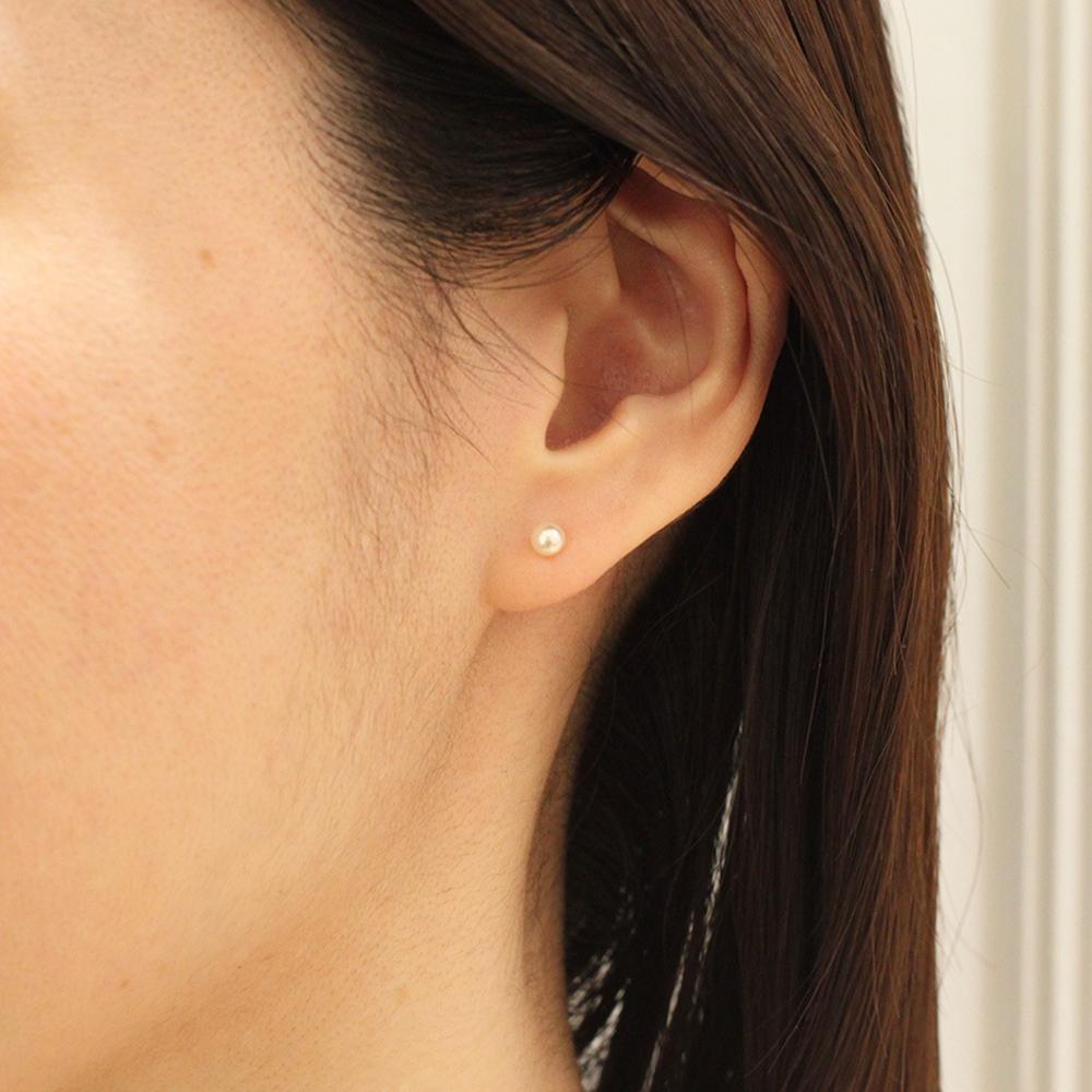 1粒ベビーアコヤパールポストピアス【K18YG】