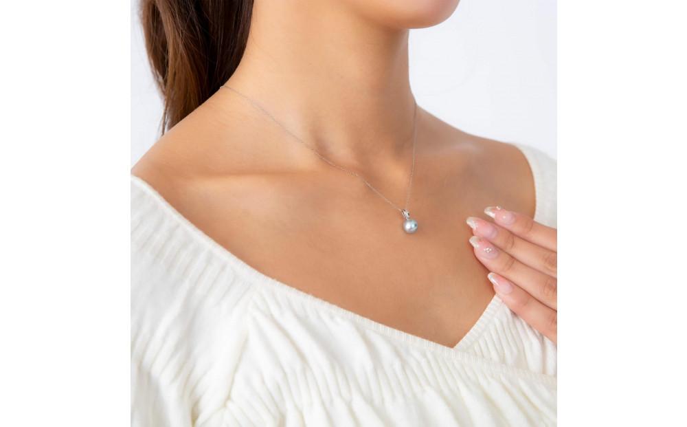 【響】ウルトラスカイブルー アコヤパール プラチナ ペンダントトップ｜無調色 アコヤ真珠 8.0mm セミラウンド PT900