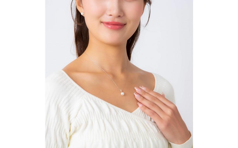 【星朧】無調色 アコヤ真珠（日本） 8.0mm ラウンド ダイヤモンド Pt900 プラチナ ペンダントトップ