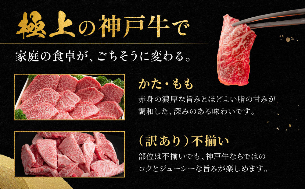 神戸牛 焼肉用・訳あり焼肉用セット かた・もも500g 焼肉用（不揃い）400g 計900g KBY3