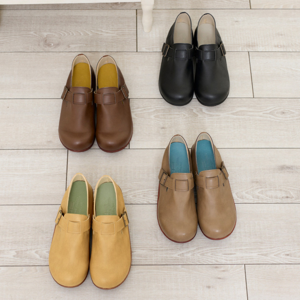 ベルトコンフォートシューズ｜ブラウン 3L(25.0cm) レディース スリッポン 幅広 甲高 外反母趾 ゆったり幅 大人気 靴