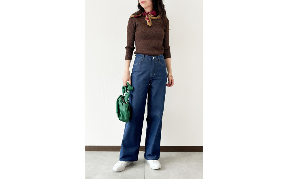 【B-THREE/ビースリー】ストレッチ×ジーンズ 本格デニム見えのワイドパンツ(770437)