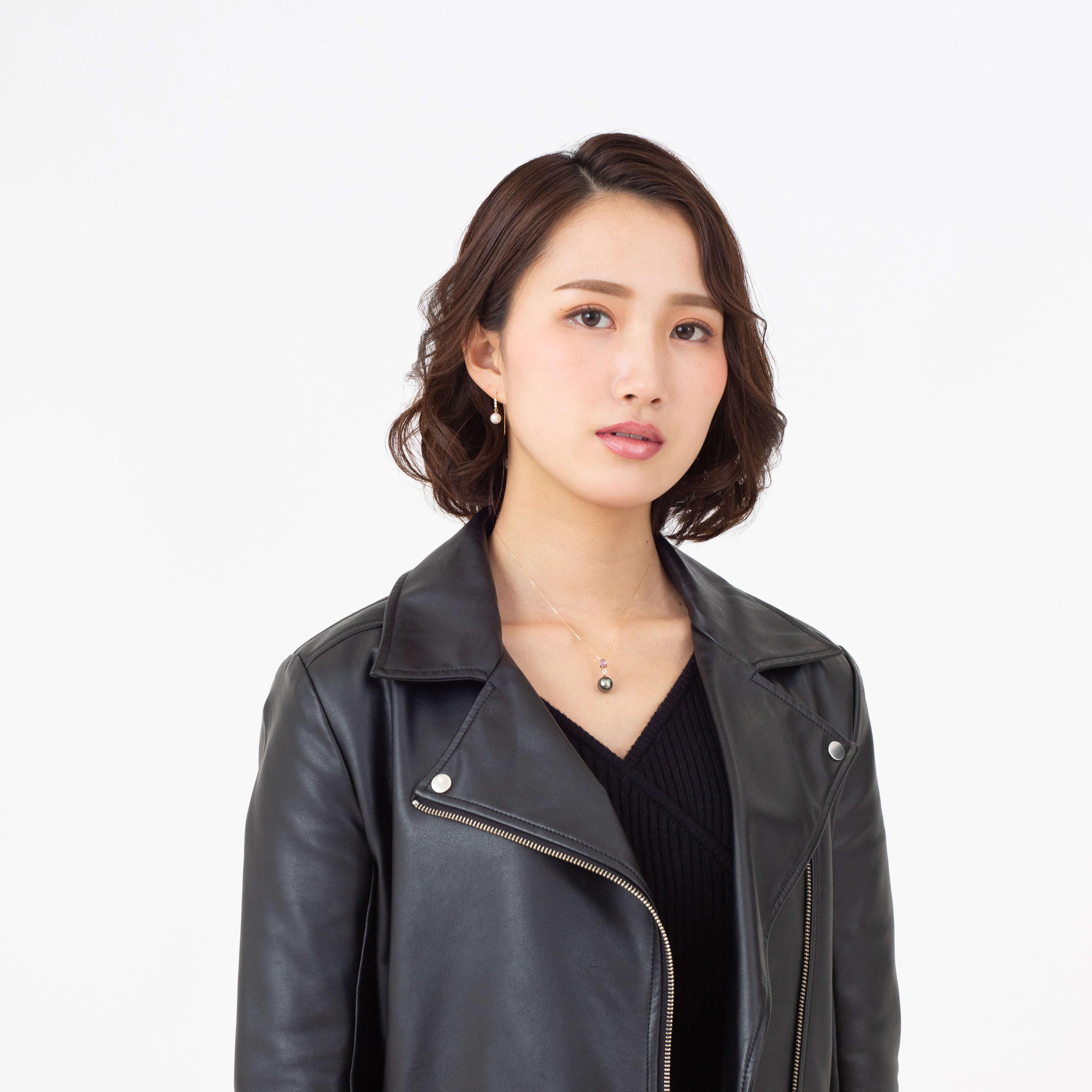 【桔梗】ブラックパール アメジスト ローズクォーツ ピンクゴールド ペンダントトップ｜無調色 黒蝶真珠 タヒチパール 10mm K18PG