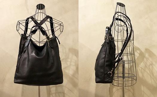 【-Less】ホースレザー　トートリュック（L）LMSB-0030（ブラック）